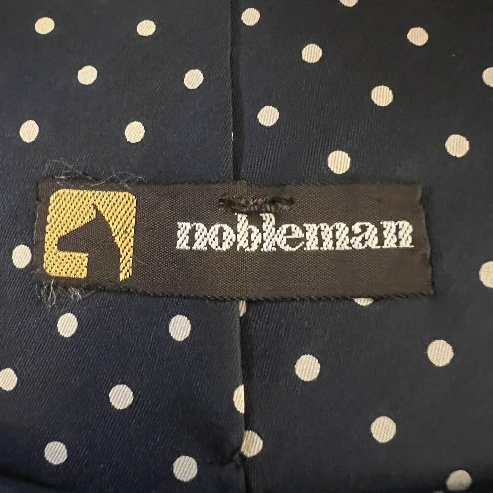 Vintage Nobleman Navy Silk Tie Polka Dot Short‎ 55
